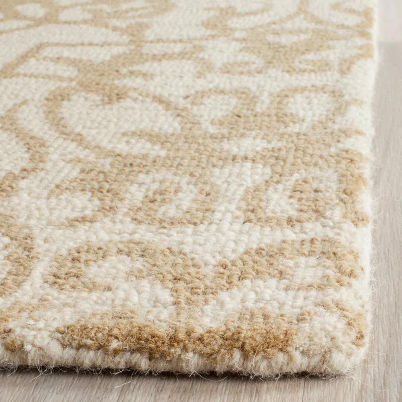 Ivory Sand Vintage Floral Hand-Tufted Wool Rug, 3' x 5'