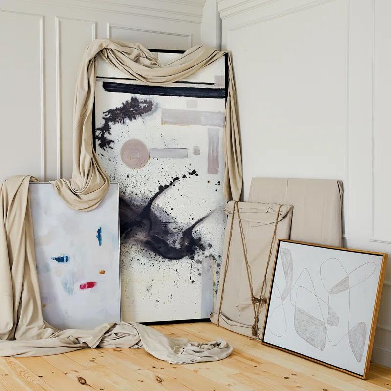 Multicolor Abstract Canvas Print with Champagne Frame