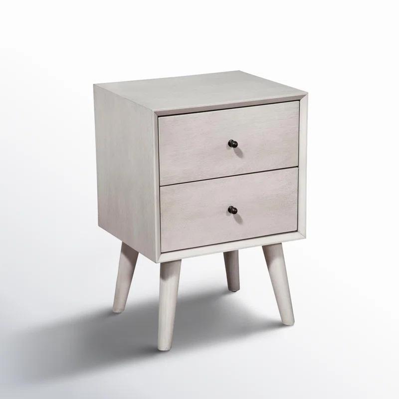 Transitional Gray Mahogany 2-Drawer Nightstand