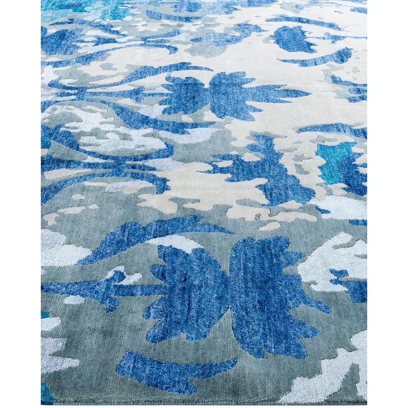 Solo Rugs Modern One-of-a-Kind Hand-Knotted Area Rug - Gray, 9' 0" x 11' 10"