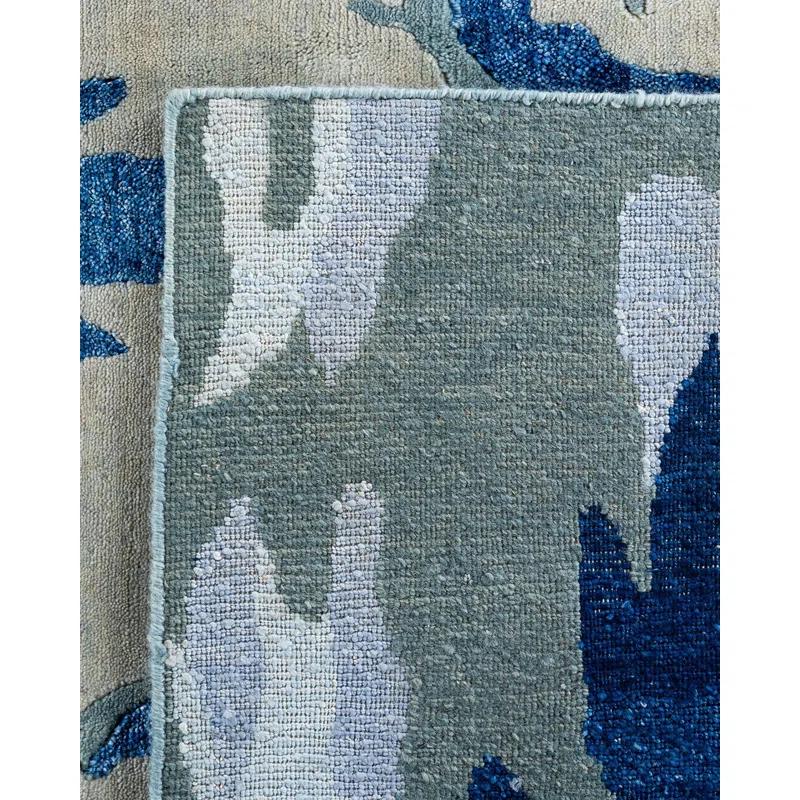 Solo Rugs Modern One-of-a-Kind Hand-Knotted Area Rug - Gray, 9' 0" x 11' 10"