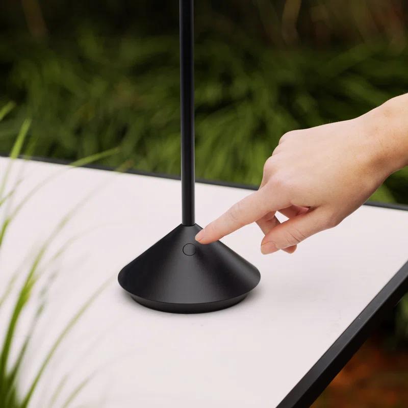 Black Cordless Rechargeable LED Table Lamp with 3-Way Switch
