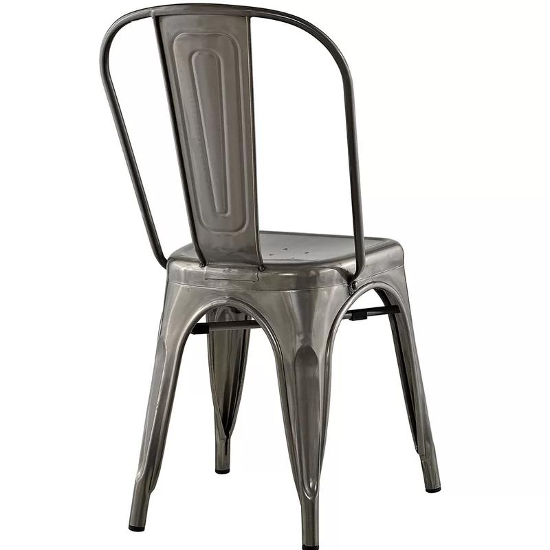 Gunmetal High Back Metal Side Chair