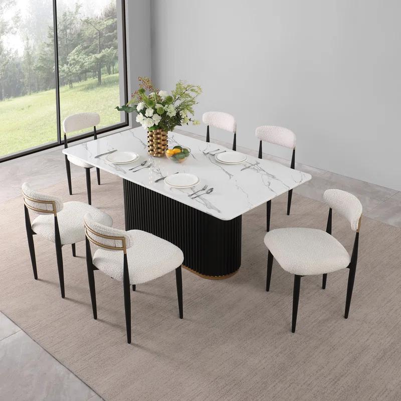 2 Pieces Boucle Armless Dining Chair, Upholstered Accent Chair