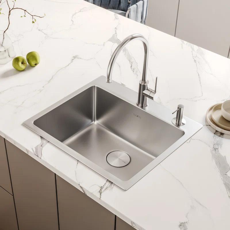 Ruvati 23 x 20 inch Drop-in Topmount Kitchen Sink 16 Gauge Stainless Steel Single Bowl