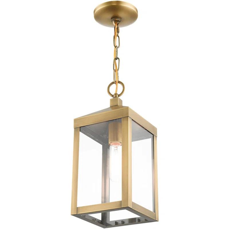6.25in Satin Post Top Lantern Outdoor Light with Clear Glass Shade