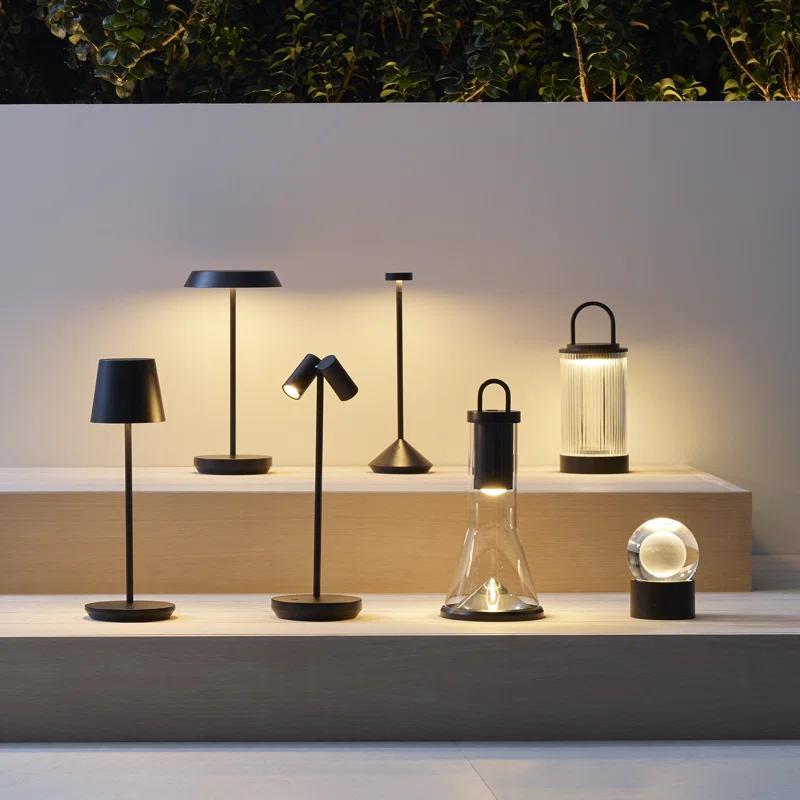 Black Cordless Rechargeable LED Table Lamp with 3-Way Switch