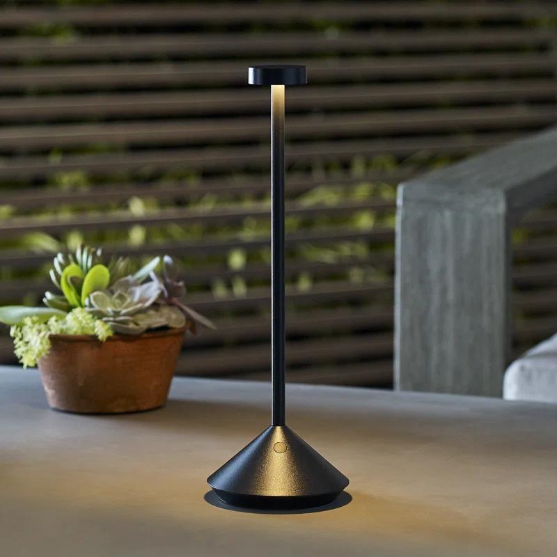 Black Cordless Rechargeable LED Table Lamp with 3-Way Switch