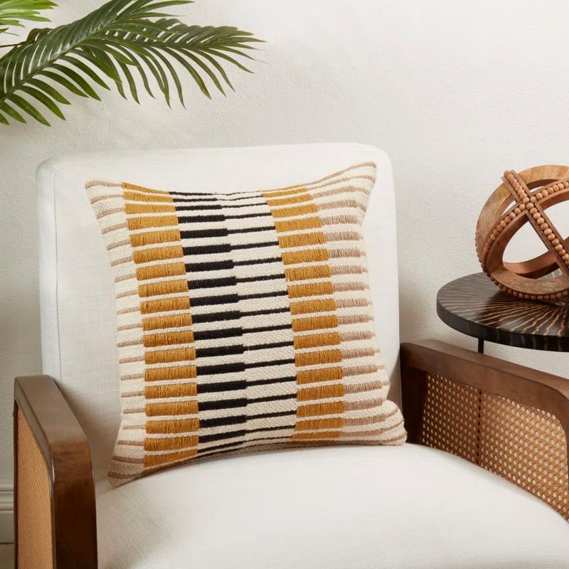 Dynamic Stripe Geometry Down Filled Throw Pillow