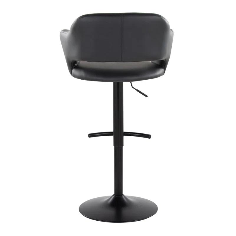 Margarite Adjustable Black Faux Leather Swivel Barstool Set