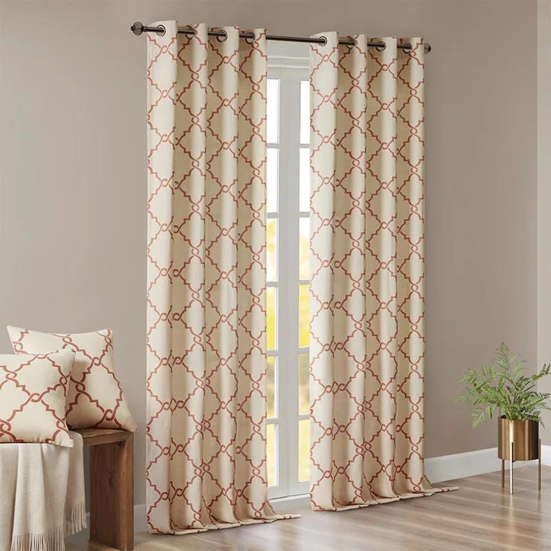 Madison Park Fretwork Print Grommet Top Single Window Curtain Panel