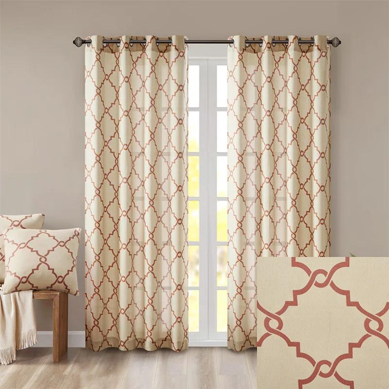 Madison Park Fretwork Print Grommet Top Single Window Curtain Panel