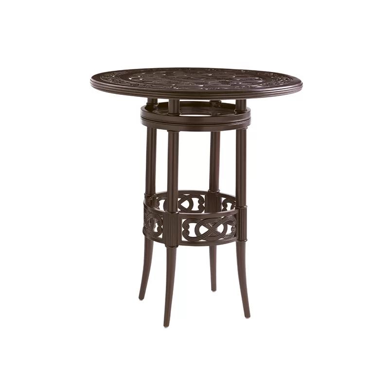 Elegant Black Metal Scroll Design Bar Table