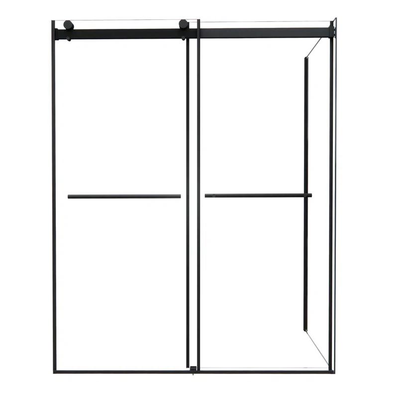 Belizzi 60" W x 76" H By Pass Frameless Exposed Roller Shower Enclosure with Clear Glass