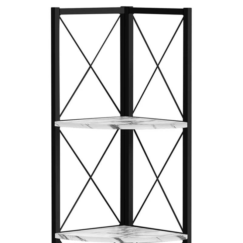 Bookshelf, Bookcase, Etagere, Corner, 4 Tier, 60"H, Office, Bedroom, Metal, Laminate