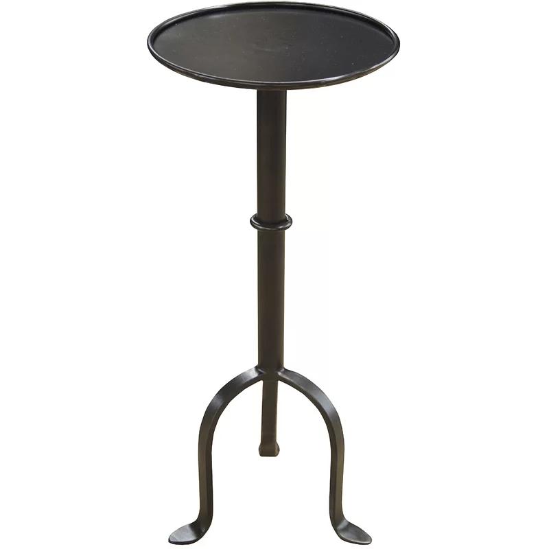 Victorian Inspired Round Black Metal & Glass Side Table