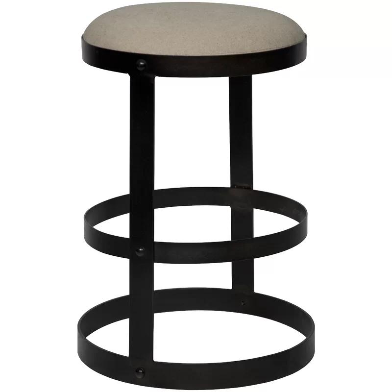 Black Metal 26" Counter Stool with Upholstered Seat