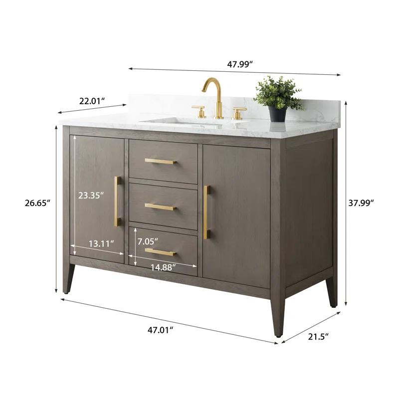 48'' Single Bathroom Vanity with Engineered Marble Top