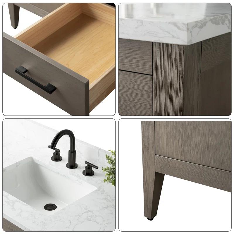 48'' Single Bathroom Vanity with Engineered Marble Top