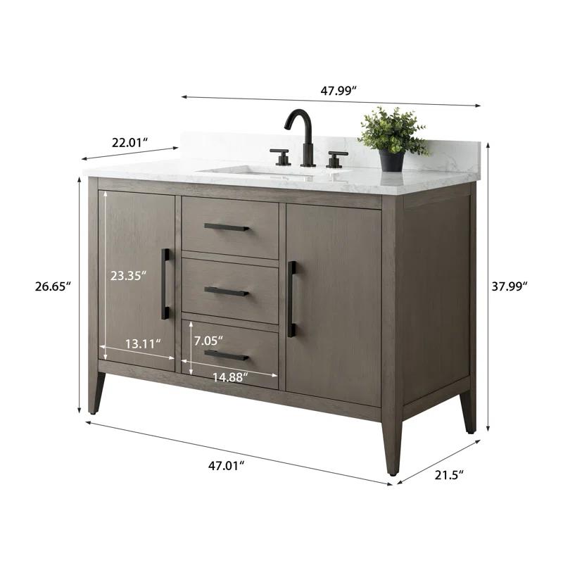 48'' Single Bathroom Vanity with Engineered Marble Top