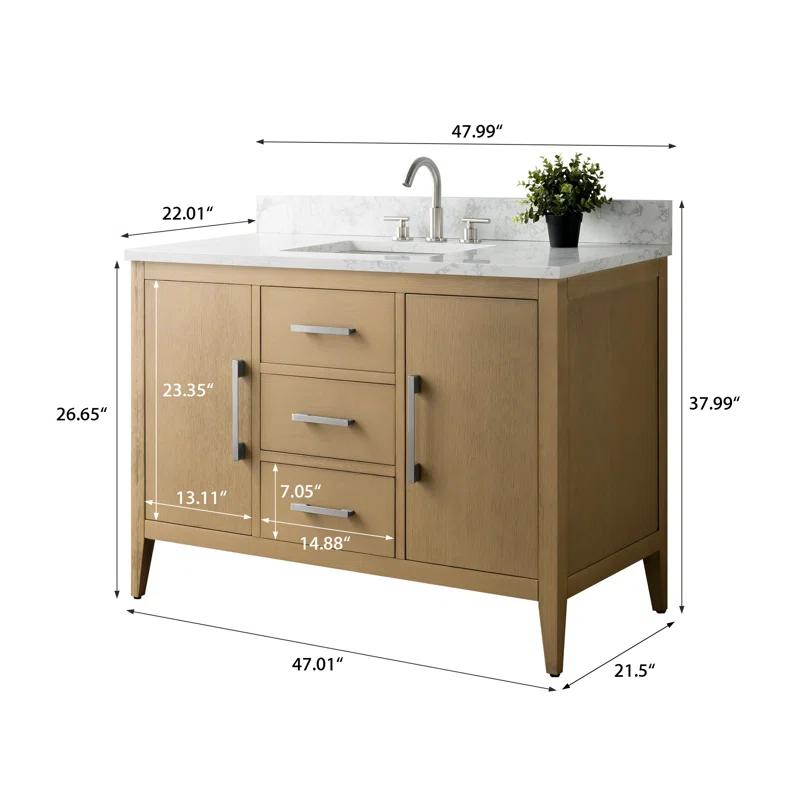 48'' Single Bathroom Vanity with Engineered Marble Top