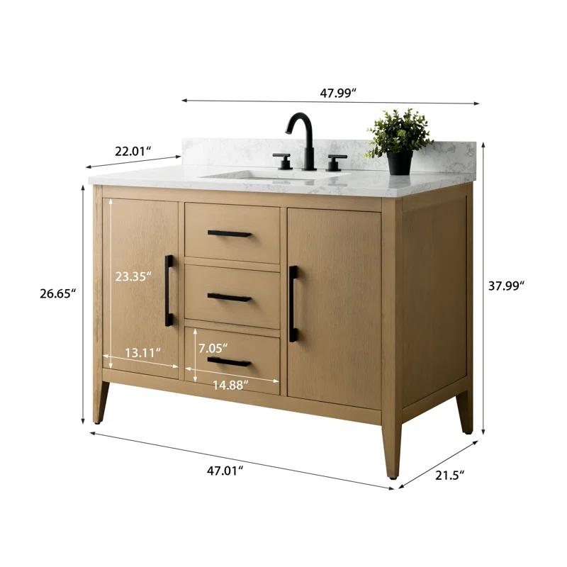 48'' Single Bathroom Vanity with Engineered Marble Top