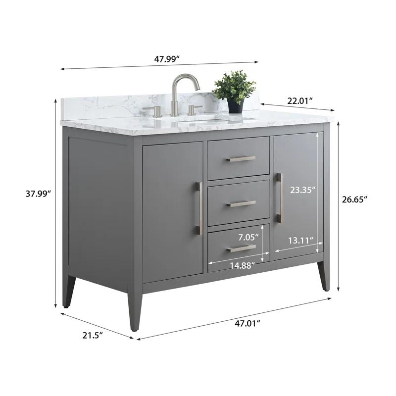 48'' Single Bathroom Vanity with Engineered Marble Top