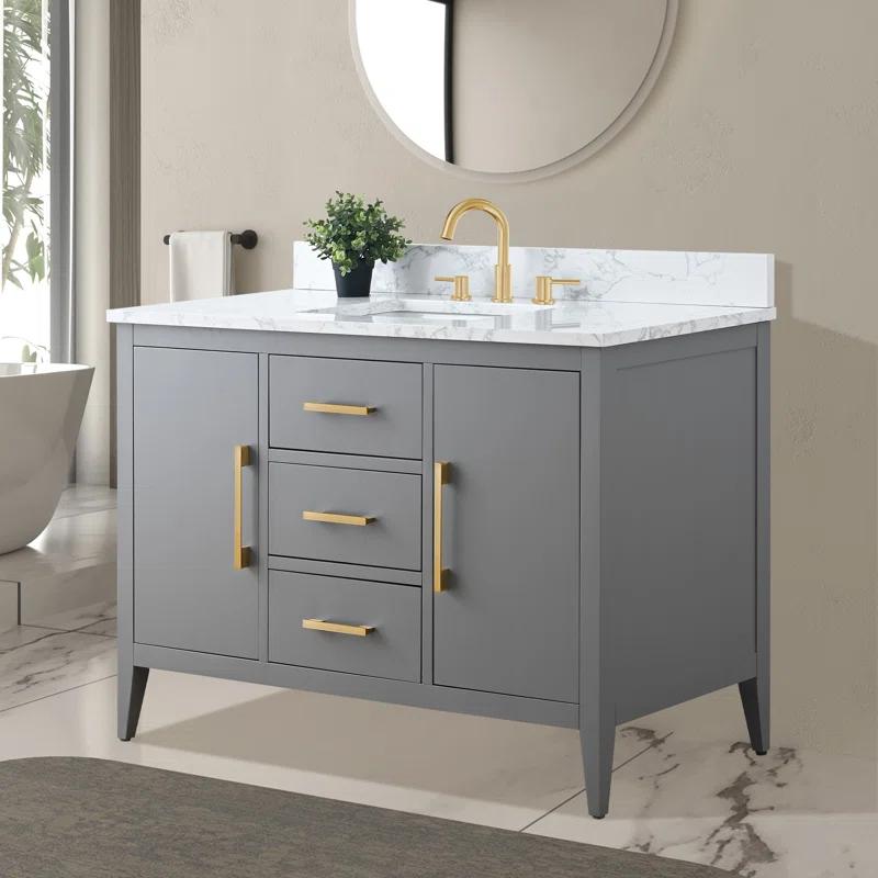 48'' Single Bathroom Vanity with Engineered Marble Top