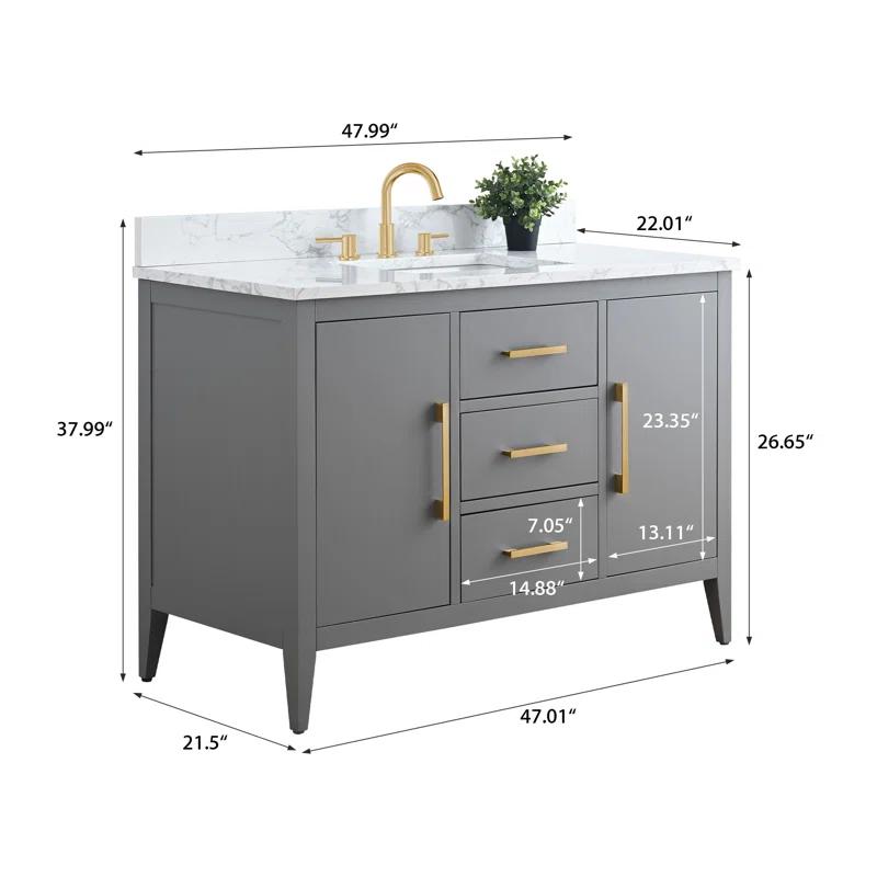 48'' Single Bathroom Vanity with Engineered Marble Top