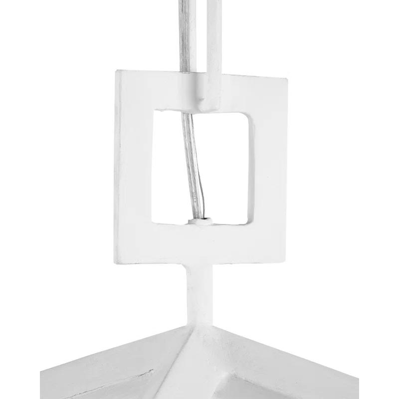 Gesso White Hammered Wrought-Iron 4-Light Chandelier