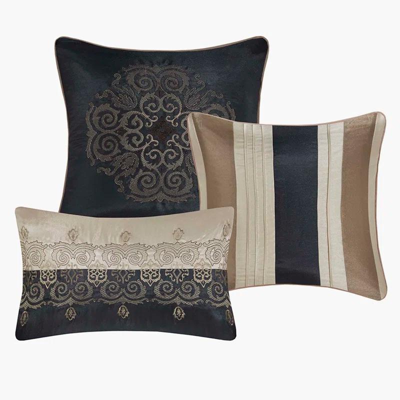 Madison Park Donovan 7 Piece Jacquard Comforter Set with Throw Pillows