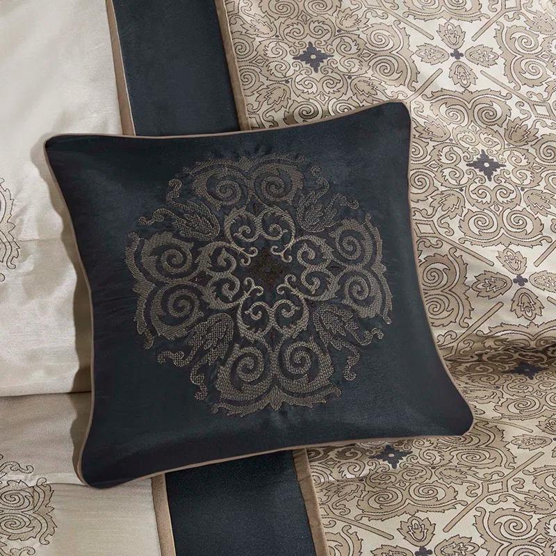 Madison Park Donovan 7 Piece Jacquard Comforter Set with Throw Pillows