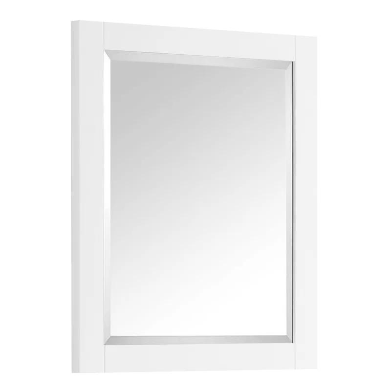 Transitional Rectangular 30" x 24" Beveled Wall Mirror in White