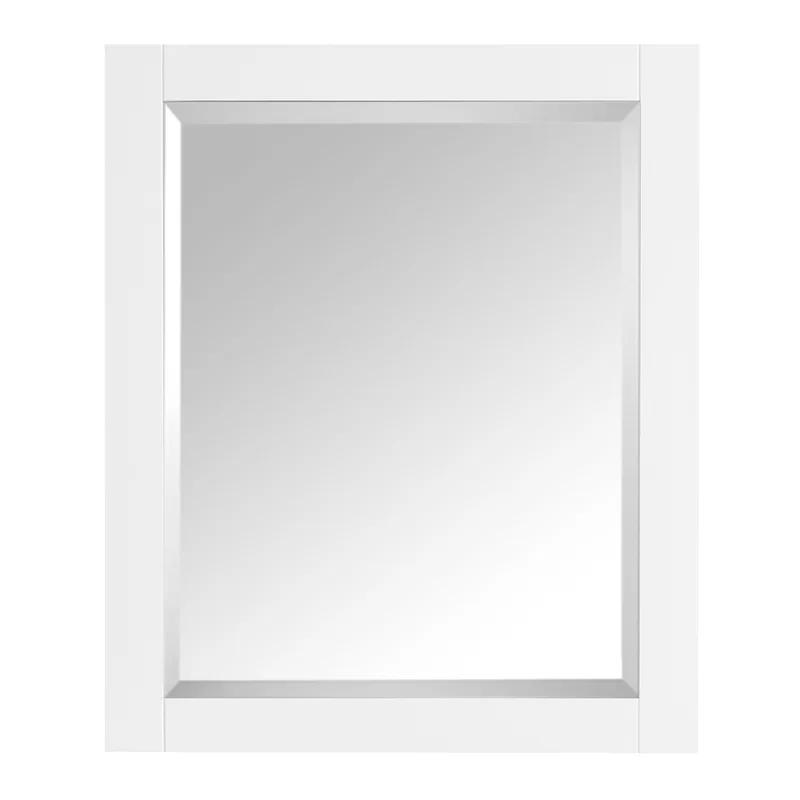 Transitional Rectangular 30" x 24" Beveled Wall Mirror in White