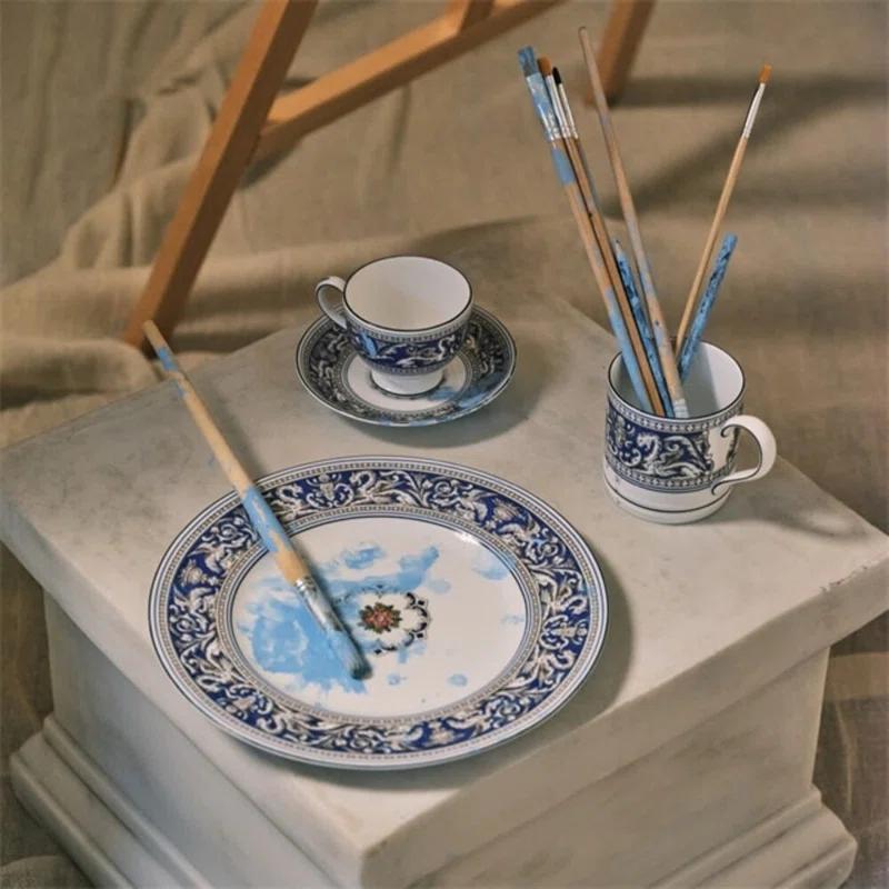 Blue and White Handcrafted Porcelain Dinner Plate