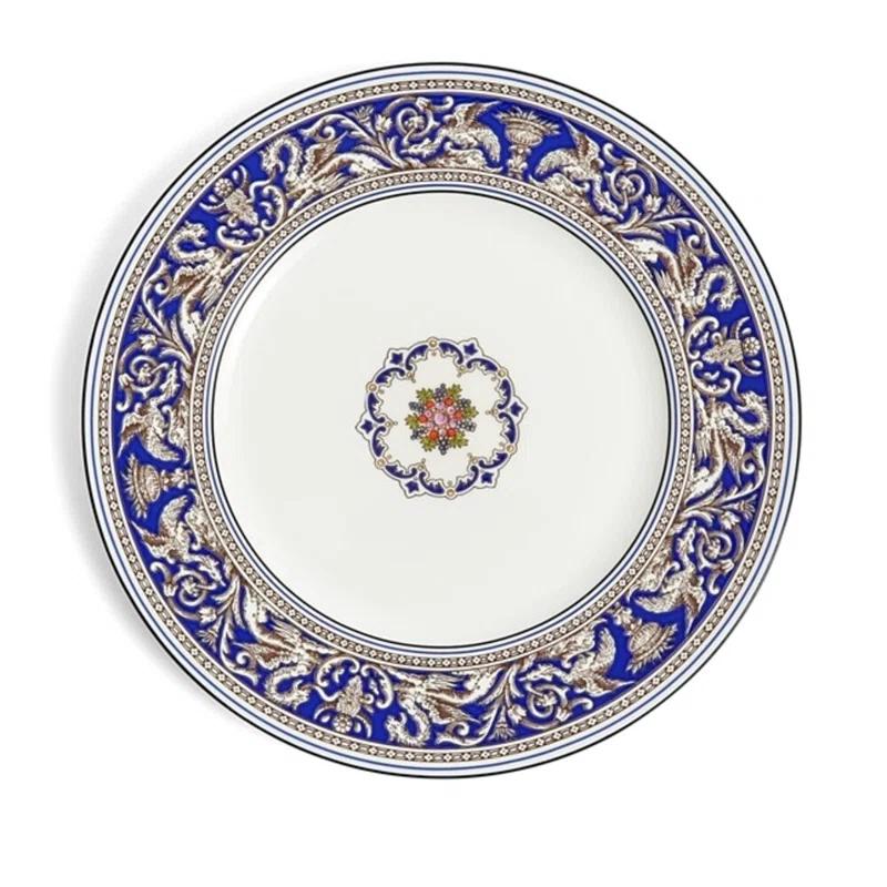 Blue and White Handcrafted Porcelain Dinner Plate