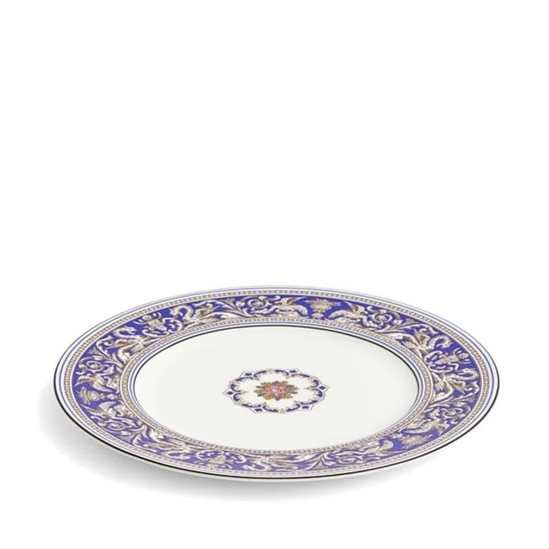 Blue and White Handcrafted Porcelain Dinner Plate