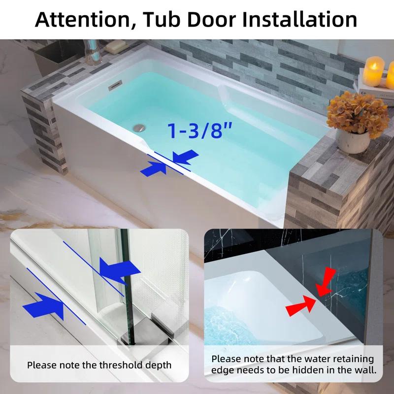Flint 60'' x 30'' Alcove / Tile In Soaking Acrylic Bathtub