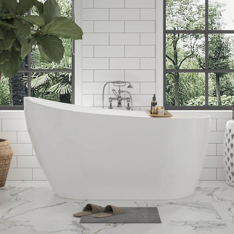 54" X 28" Freestanding Soaking Acrylic Bathtub