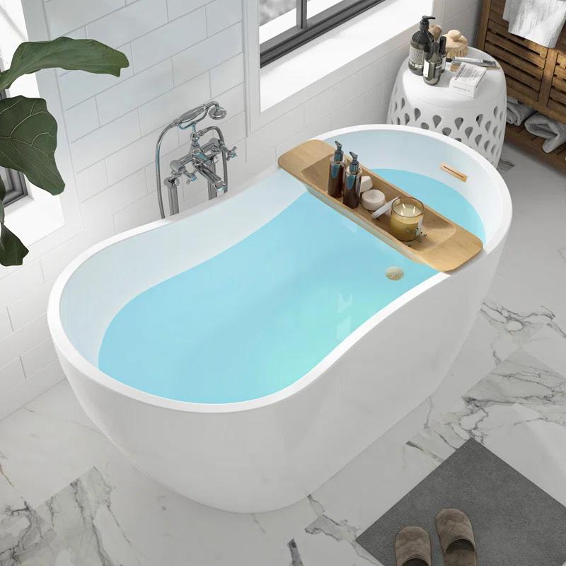 54" X 28" Freestanding Soaking Acrylic Bathtub