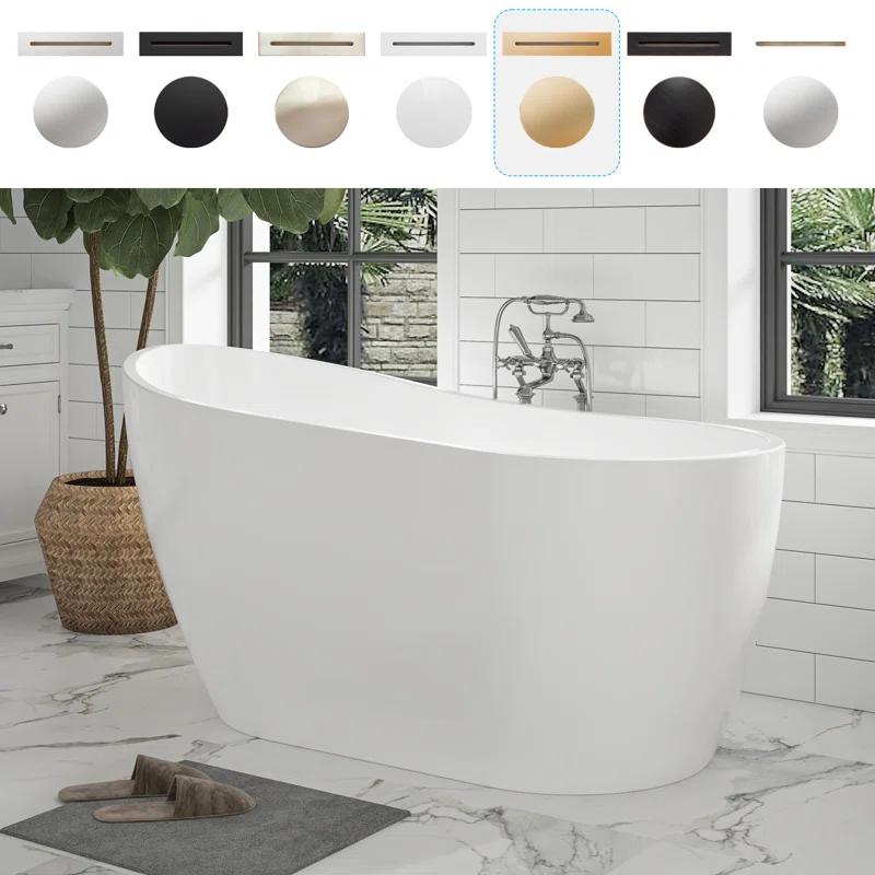 54" X 28" Freestanding Soaking Acrylic Bathtub