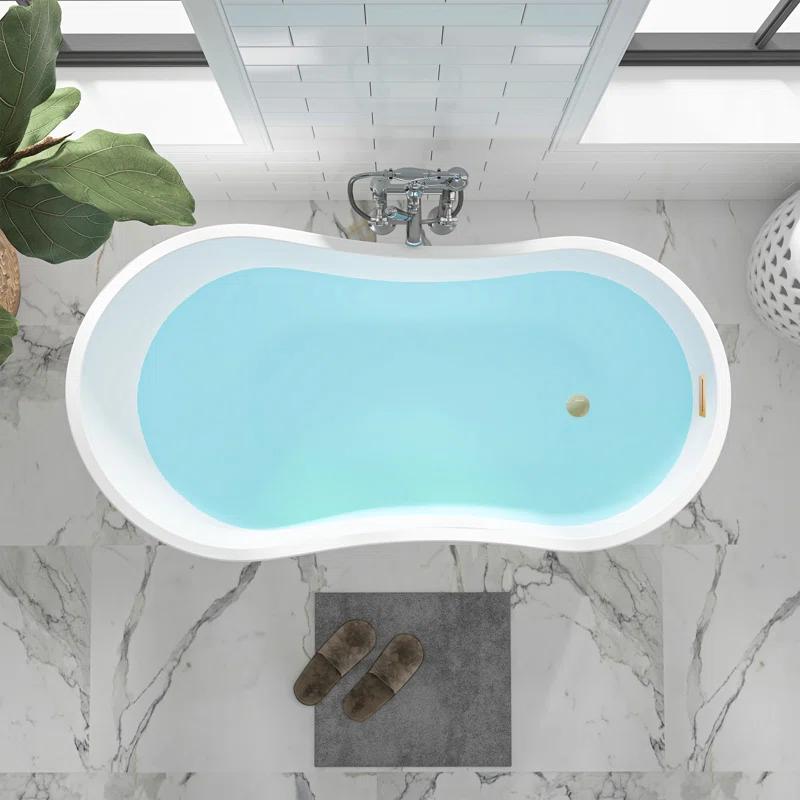 54" X 28" Freestanding Soaking Acrylic Bathtub