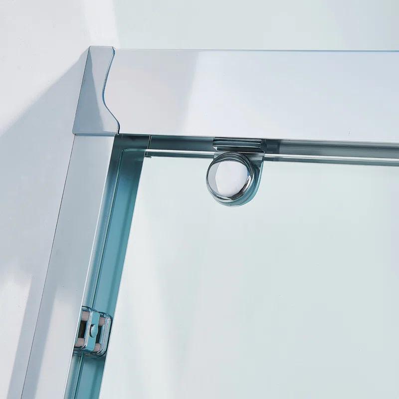 56-60"W X 76"H Double Sliding Shower Door, Aluminium Alloy Frame In Chrome, 5/16" (8Mm) Thick SGCC Tempered Clear Glass.