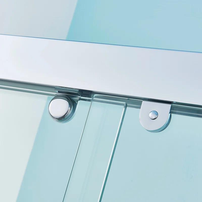 56-60"W X 76"H Double Sliding Shower Door, Aluminium Alloy Frame In Chrome, 5/16" (8Mm) Thick SGCC Tempered Clear Glass.
