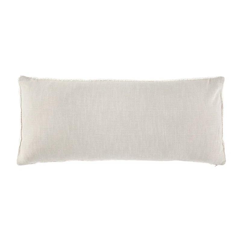 Ivory Knitted Belgian Linen Throw Pillow, 16"x36"
