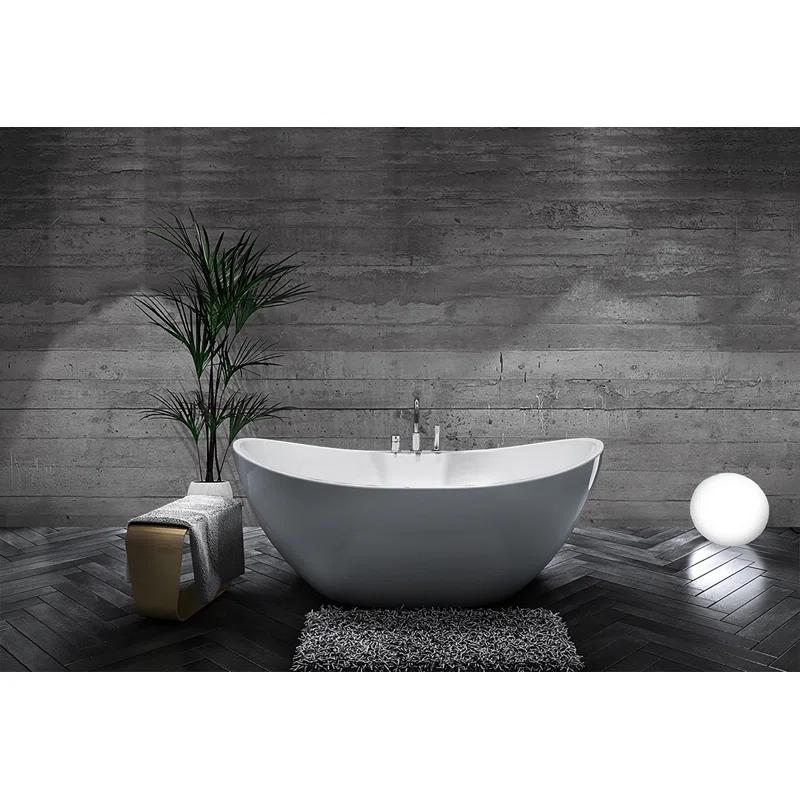 Olivios 68.875'' x 34.5'' Freestanding Soaking Acrylic Bathtub