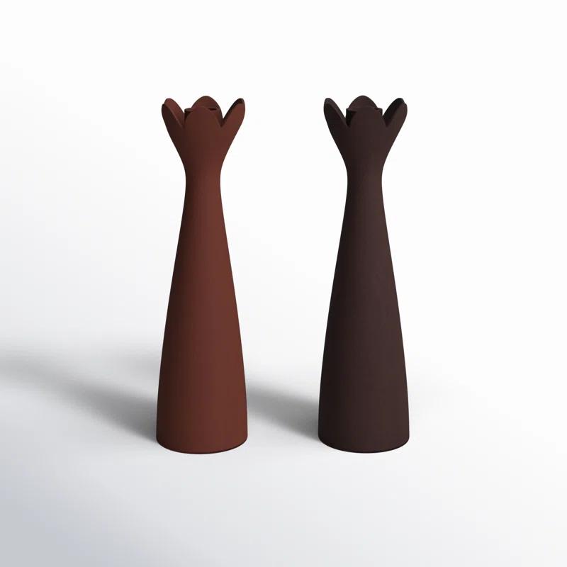 2 Piece Aluminum Tabletop Candlestick Set
