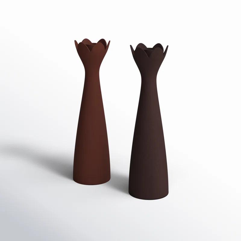 2 Piece Aluminum Tabletop Candlestick Set