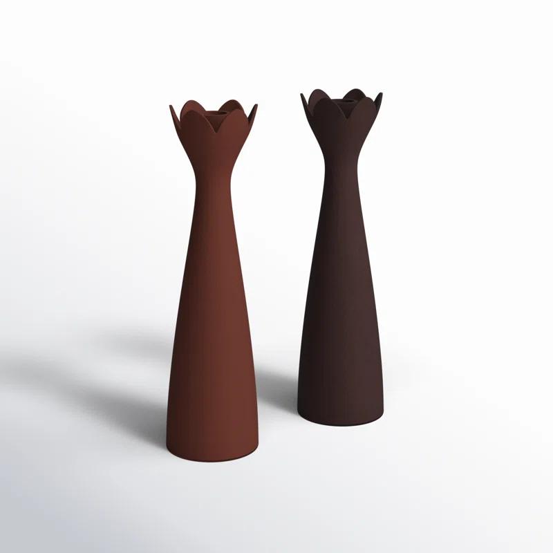 2 Piece Aluminum Tabletop Candlestick Set