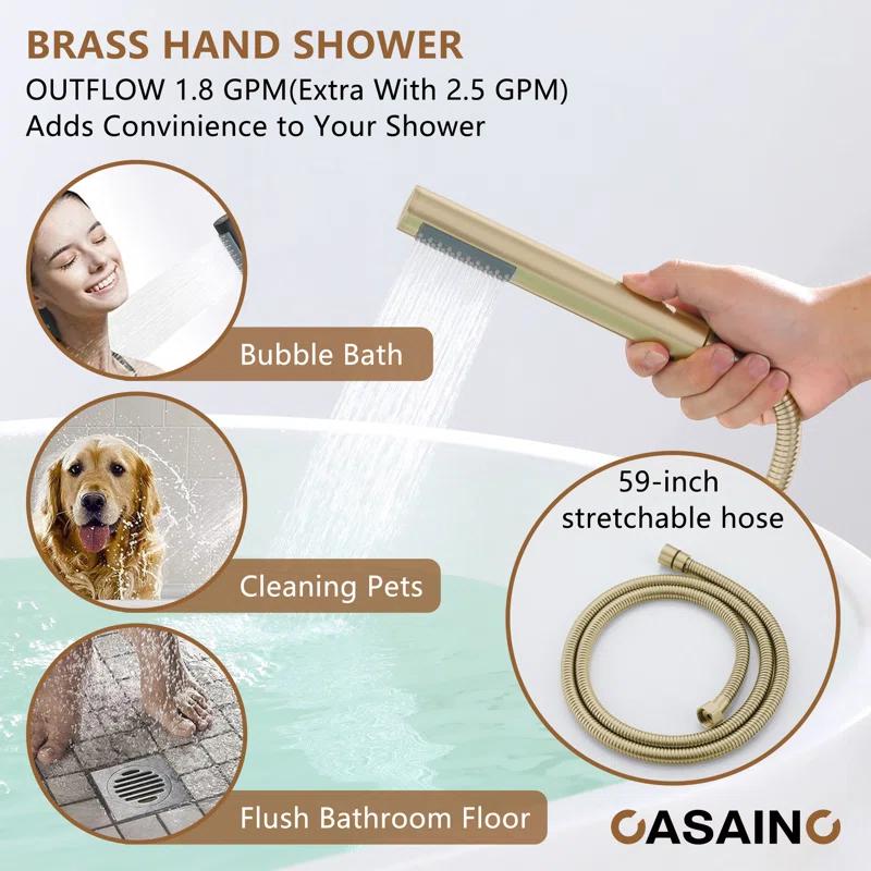 Single Handle Freestanding Bathtub Faucet with Diverter and Handshower